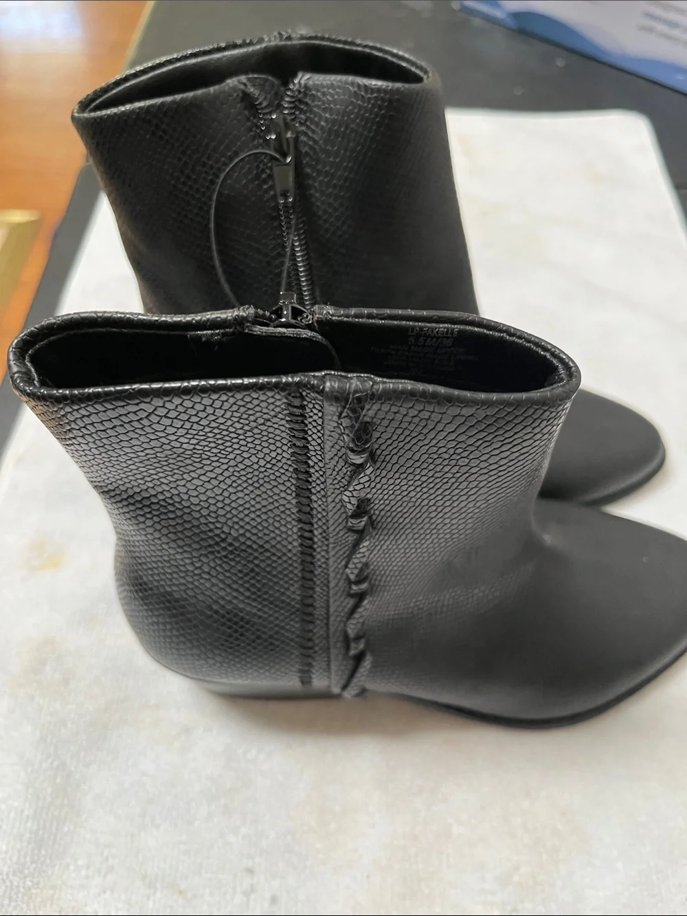 Lucky Brand Black Textured Pointed Ankle Booties